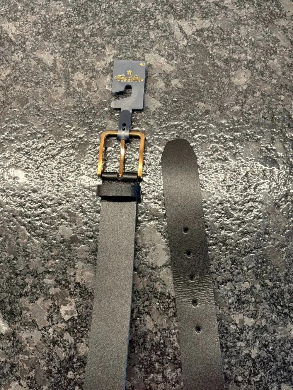 NWT Brooks Brothers men's black leather belt size 40